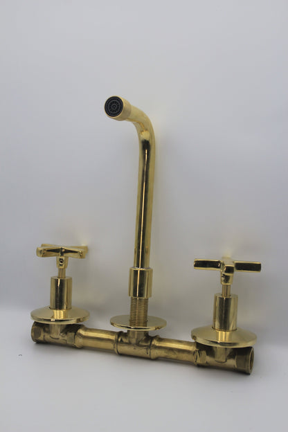 Unlacquered Brass Vintage Wall mounted bathroom faucet,Embrace the Charm of Vintage Style Faucet