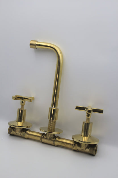 Unlacquered Brass Vintage Wall mounted bathroom faucet,Embrace the Charm of Vintage Style Faucet