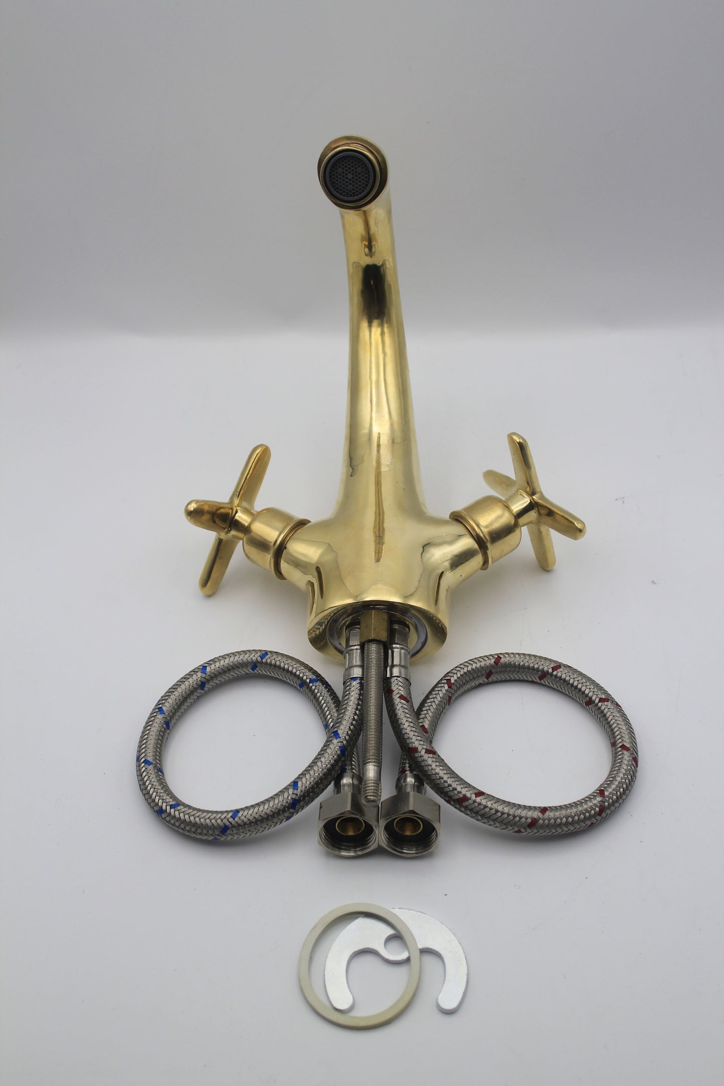 Vintage Moroccan Solid Brass Faucet with Smooth Centerset Design