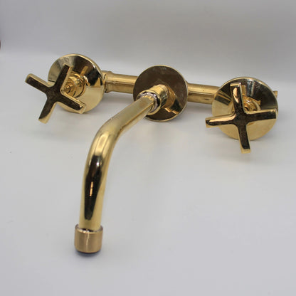 Unlacquered Brass Vintage Wall mounted bathroom faucet,Embrace the Charm of Vintage Style Faucet