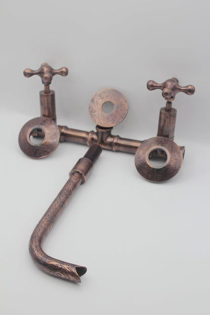 Copper Vintage Wall mounted bathroom faucet,Embrace the Charm of Vintage Style Faucet