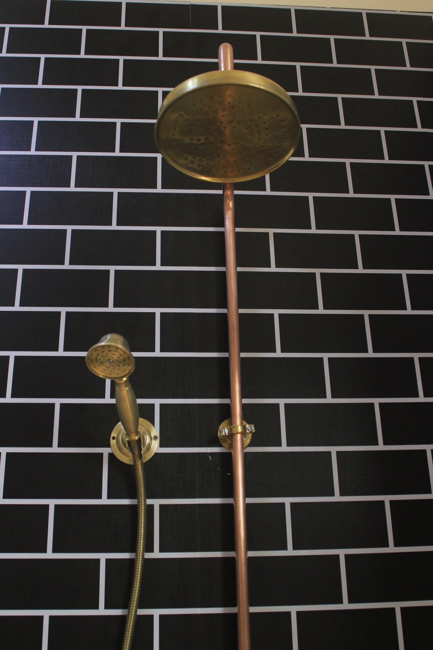 Handmade Copper outdoor shower , 2 outlet Wall Mounted Copper Shower System ,industrial design