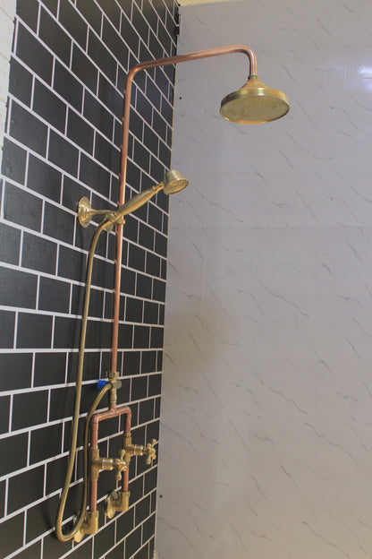 Handmade Copper outdoor shower , 2 outlet Wall Mounted Copper Shower System ,industrial design