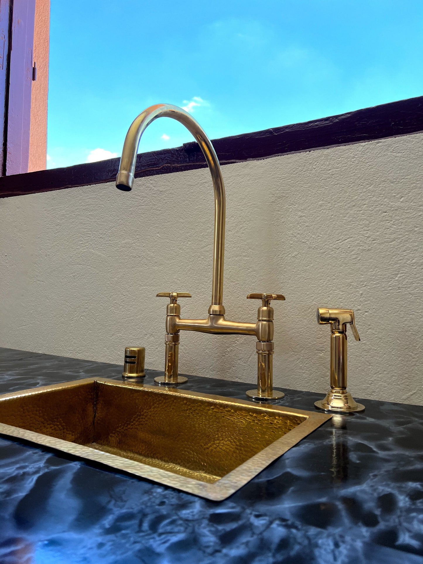 Unlacquered Brass Bridge Faucet With Linear Legs and Various Handles style - Kitchen Faucets: A Symphony of Modern Elegance for Your Kitchen