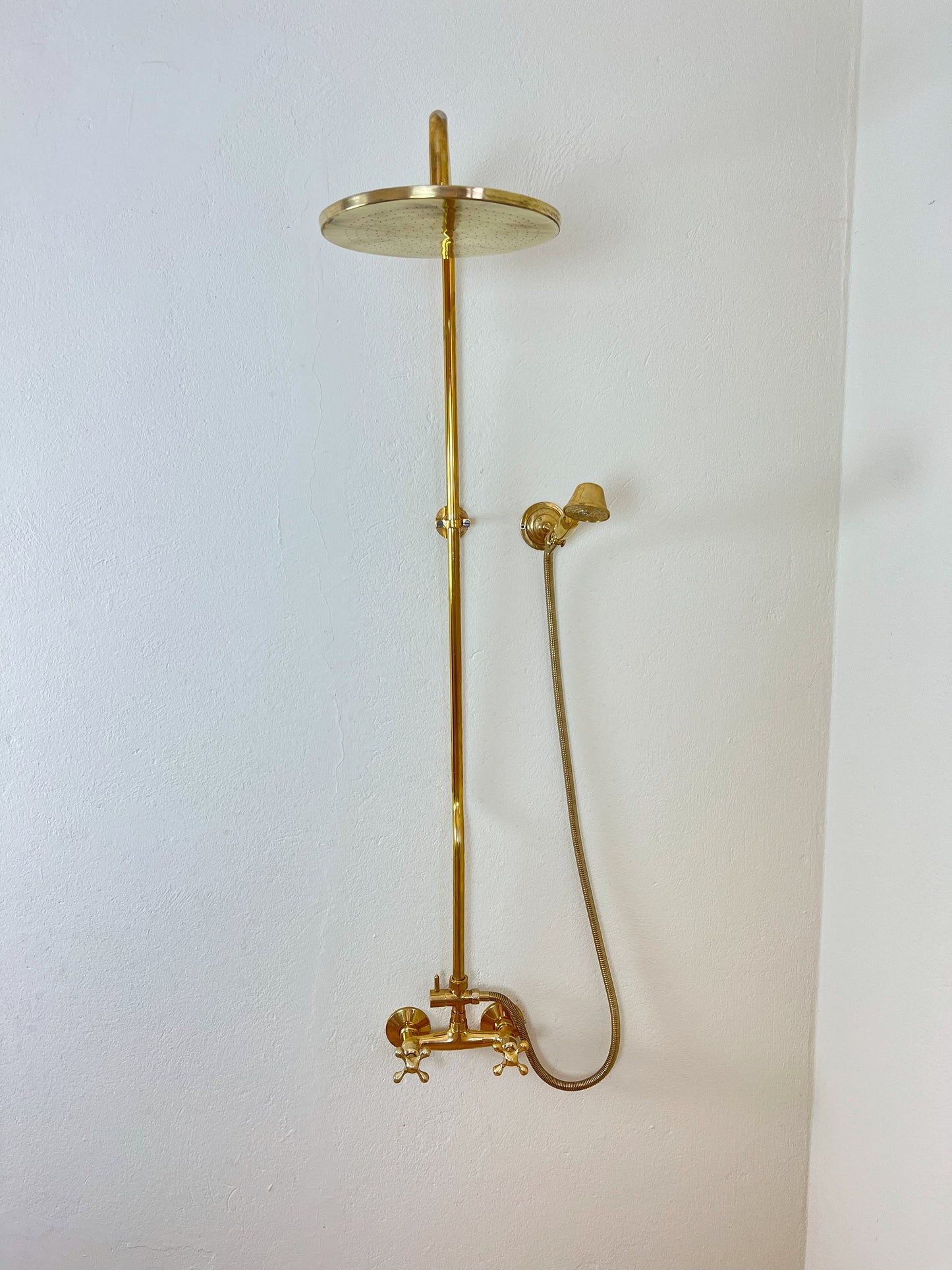 Unlacquered Brass Rainfall Shower System - Elevate Your Daily Ritual ,Solid Brass Exposed shower Head with Handheld