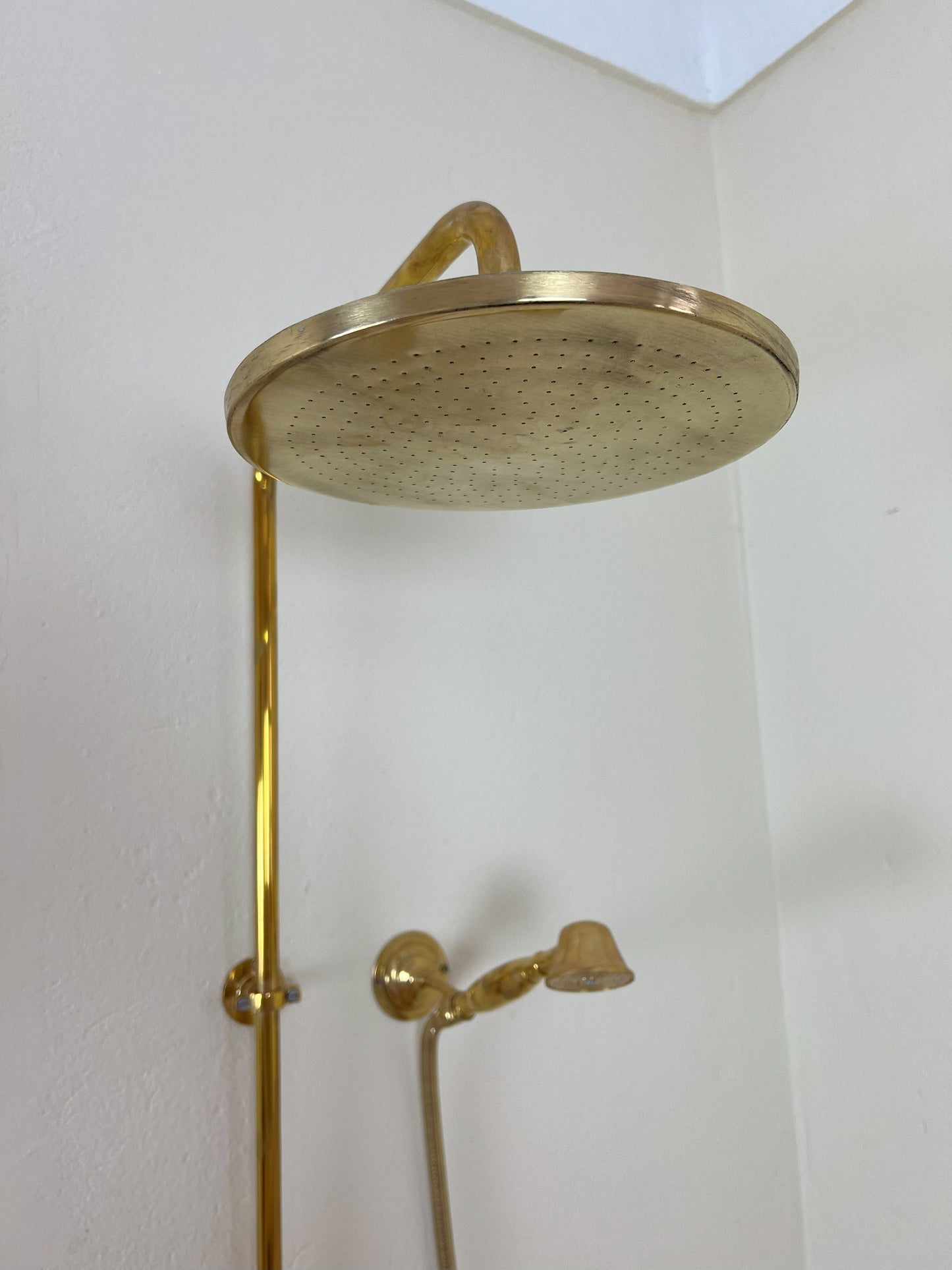 Unlacquered Brass Rainfall Shower System - Elevate Your Daily Ritual ,Solid Brass Exposed shower Head with Handheld