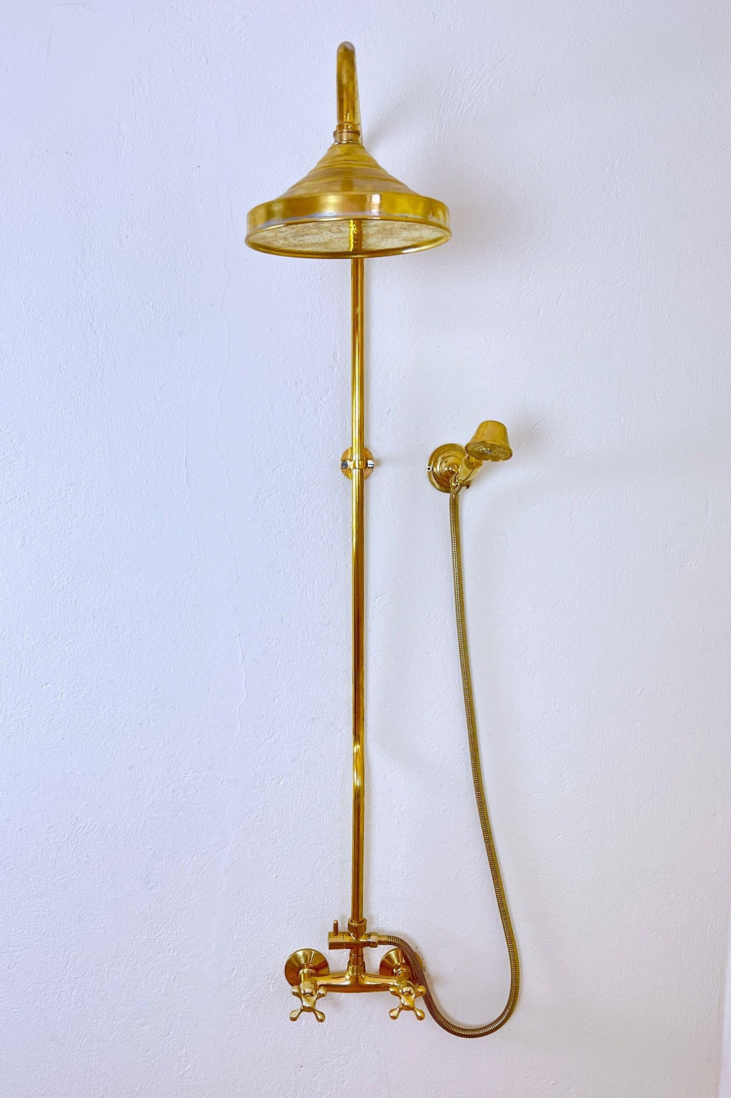 Unlacquered Brass Rainfall Shower System - Elevate Your Daily Ritual ,Solid Brass Exposed shower Head with Handheld