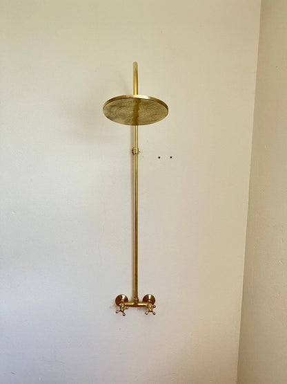 Unlacquered Brass Rainfall Shower System - Elevate Your Daily Ritual ,Solid Brass Exposed shower Head with Handheld