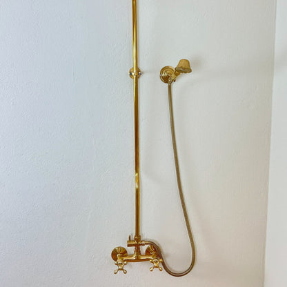 Unlacquered Brass Rainfall Shower System - Elevate Your Daily Ritual ,Solid Brass Exposed shower Head with Handheld