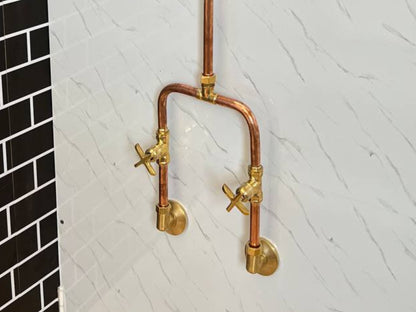 Handmade Copper outdoor shower , 1 outlet Wall Mounted Copper Shower System ,industrial design