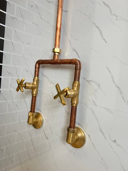 Handmade Copper outdoor shower , one outlet Wall Mounted Copper Shower System ,industrial design