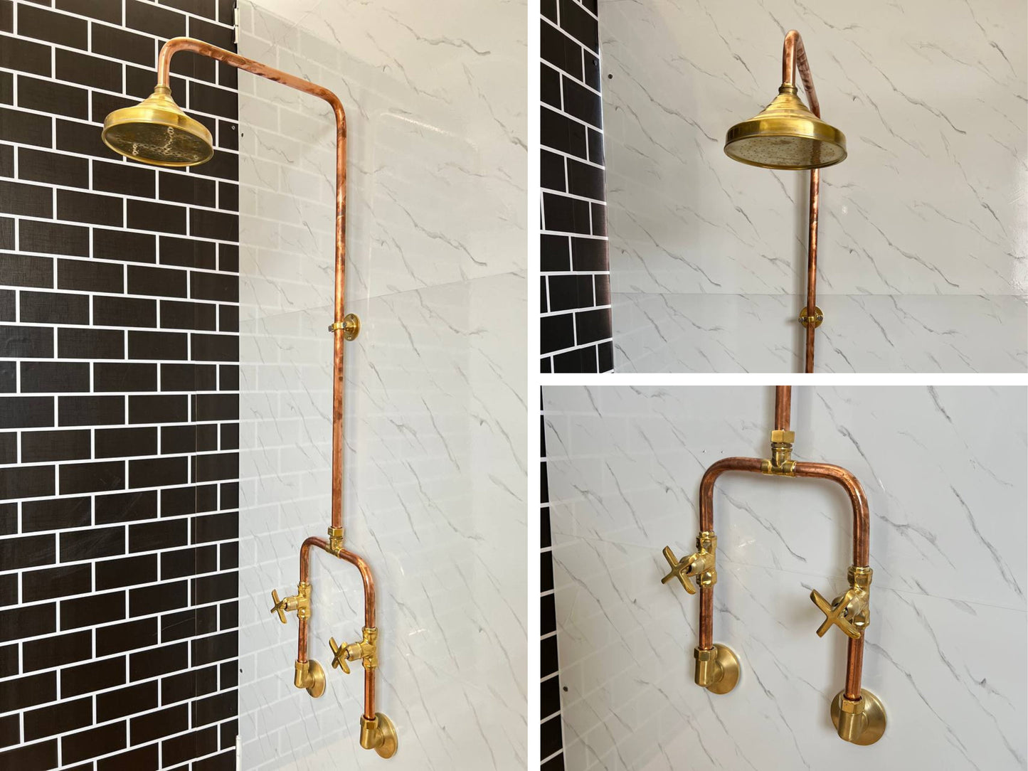 Handmade Copper outdoor shower , 1 outlet Wall Mounted Copper Shower System ,industrial design