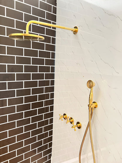 Handcrafted Solid Brass Shower Head And handheld Set,wall mounted shower system