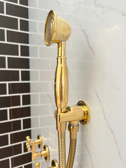 Handcrafted Solid Brass Shower Head And handheld Set,wall mounted shower system