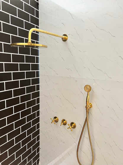 Handcrafted Solid Brass Shower Head And handheld Set,wall mounted shower system