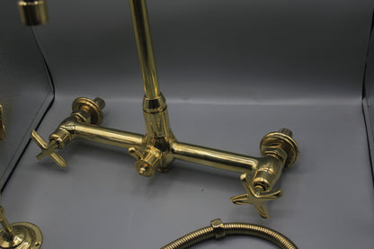 12 inch spread brass faucet with sprayer