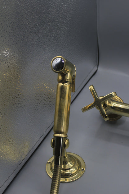 12 inch spread brass faucet with sprayer