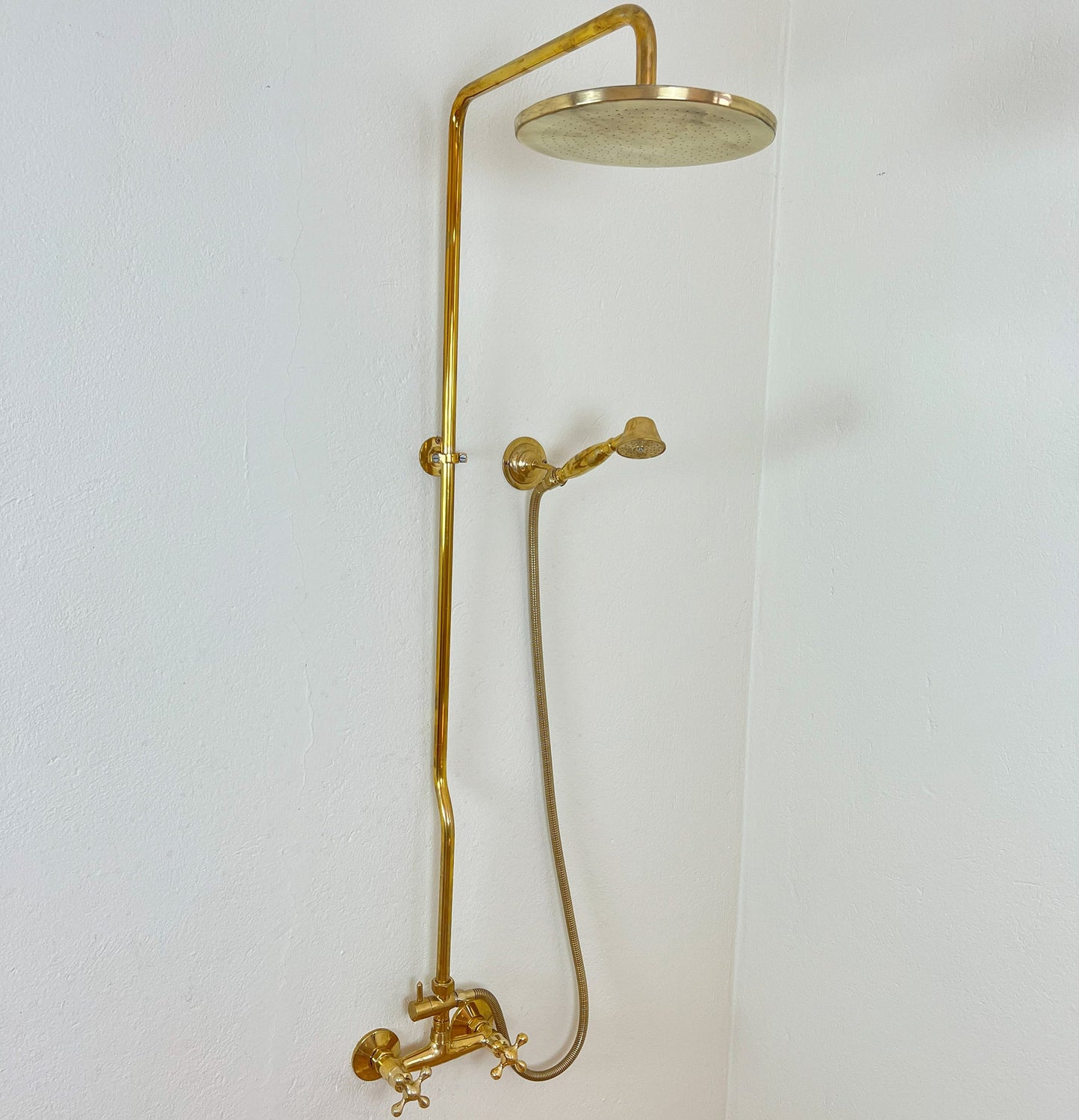 Unlacquered Brass Rainfall Shower System - Elevate Your Daily Ritual ,Solid Brass Exposed shower Head with Handheld