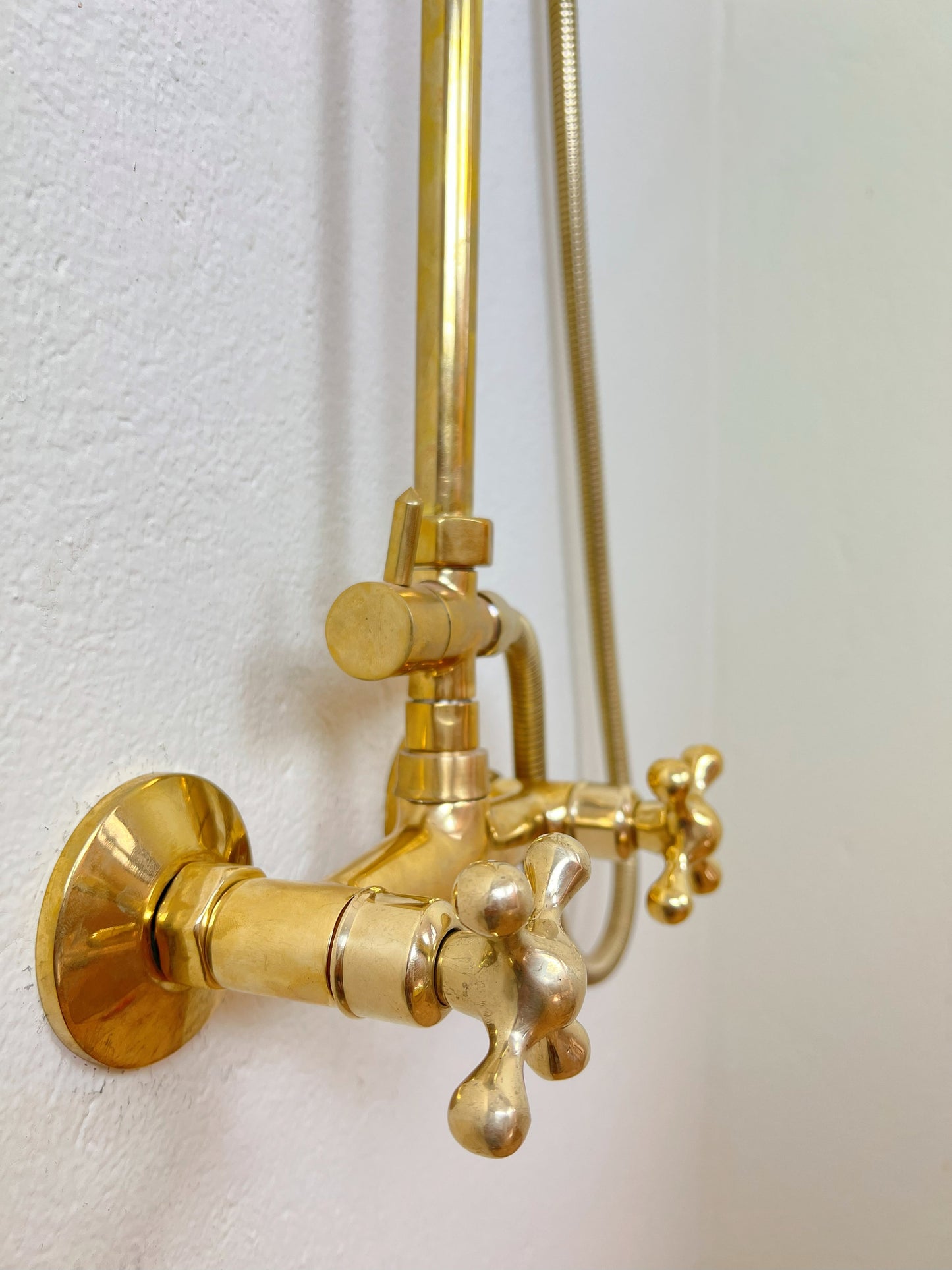 Unlacquered Brass Rainfall Shower System - Elevate Your Daily Ritual ,Solid Brass Exposed shower Head with Handheld