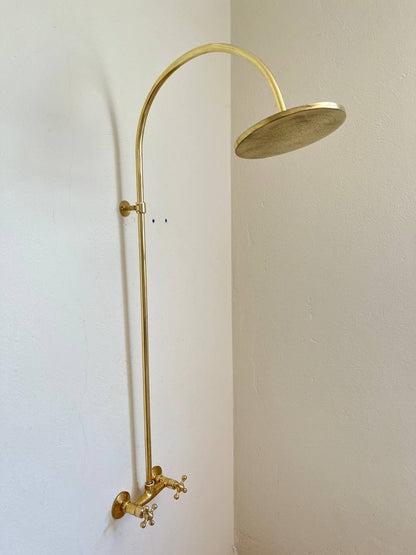 Unlacquered Brass Rainfall Shower System - Elevate Your Daily Ritual ,Solid Brass Exposed shower Head with Handheld