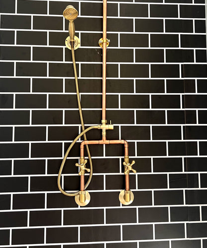 Handmade Copper outdoor shower , one outlet Wall Mounted Copper Shower System ,industrial design