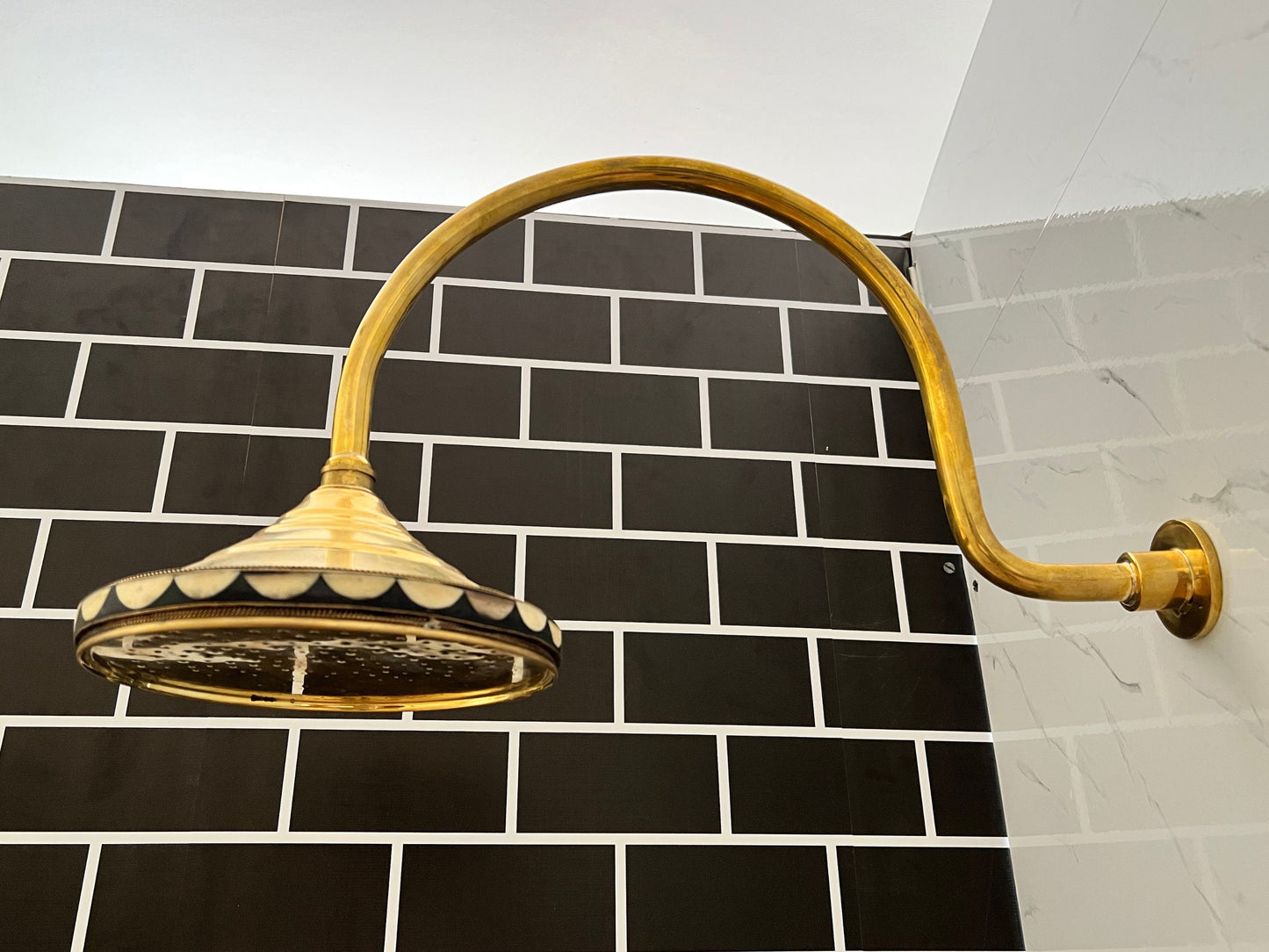 Handcrafted Solid Brass Shower Head And handheld Set,Brass and Resin Decoration