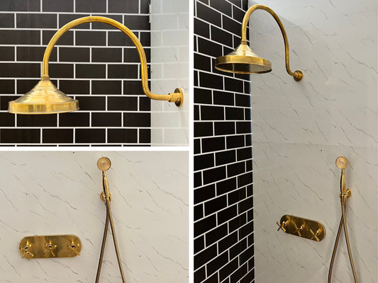 Handcrafted Solid Brass Shower Head And handheld Set,wall mounted shower system