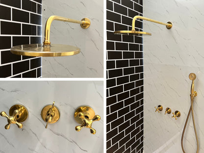 Handcrafted Solid Brass Shower Head And handheld Set,wall mounted shower system