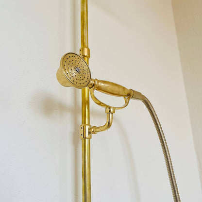 Unlacquered Brass Rainfall Shower System - Elevate Your Daily Ritual ,Solid Brass Exposed shower Head with Handheld