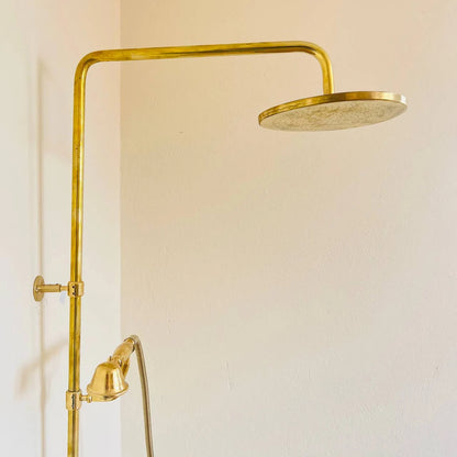 Unlacquered Brass Rainfall Shower System - Elevate Your Daily Ritual ,Solid Brass Exposed shower Head with Handheld