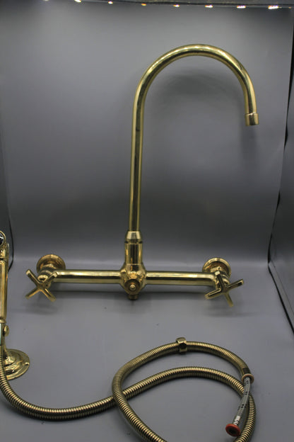 12 inch spread brass faucet with sprayer