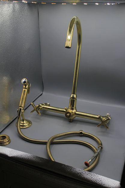 12 inch spread brass faucet with sprayer