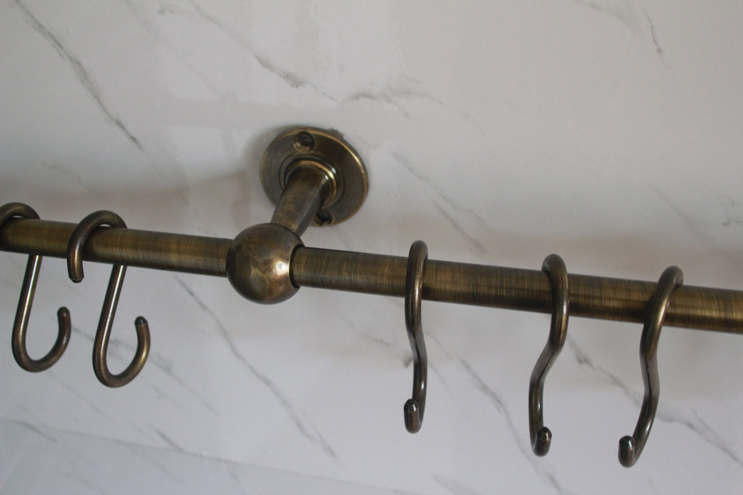 Aged Bronze Brass Wall Mounted Organizer Rack With 10 Hooks for Home Kitchen