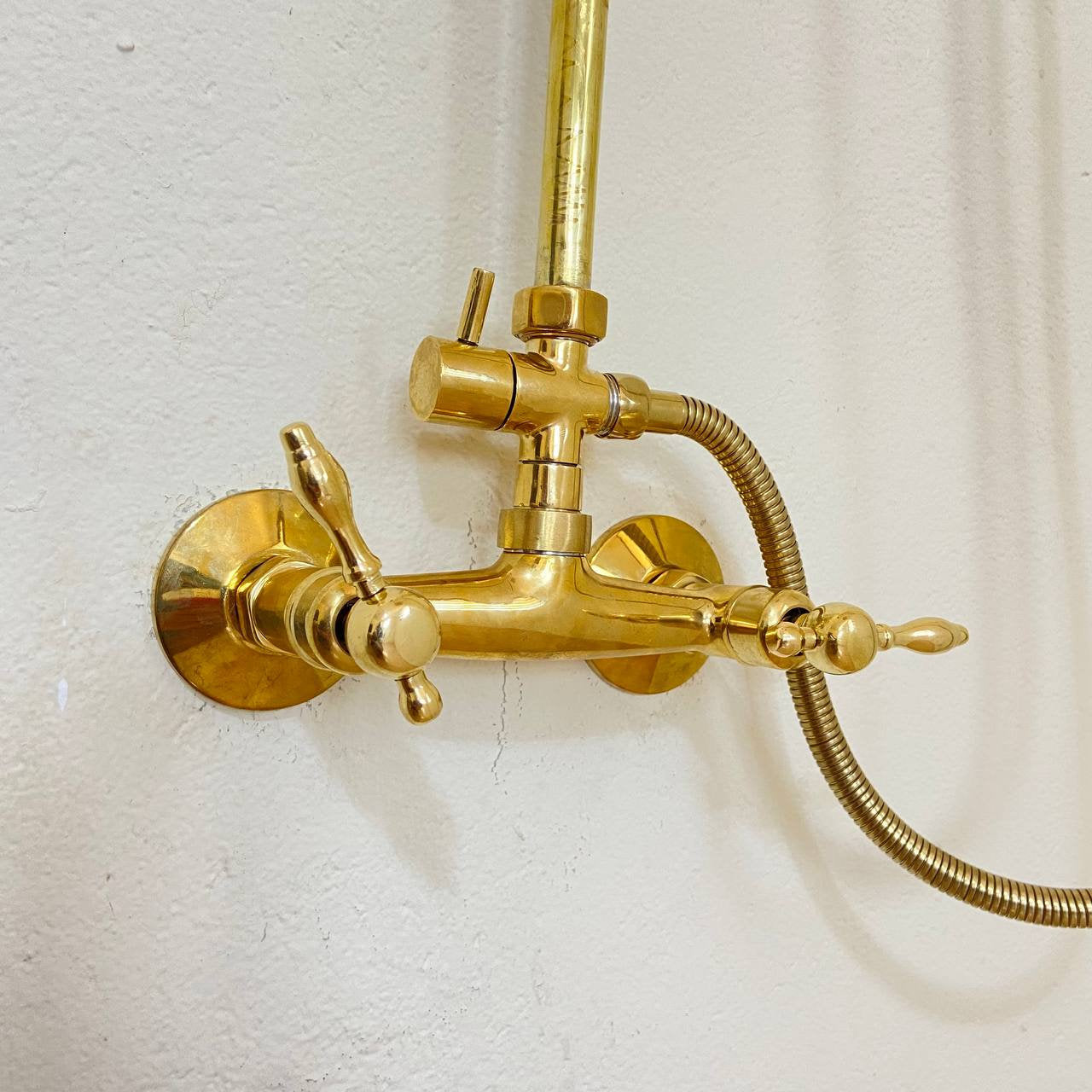 Unlacquered Brass Rainfall Shower System - Elevate Your Daily Ritual ,Solid Brass Exposed shower Head with Handheld