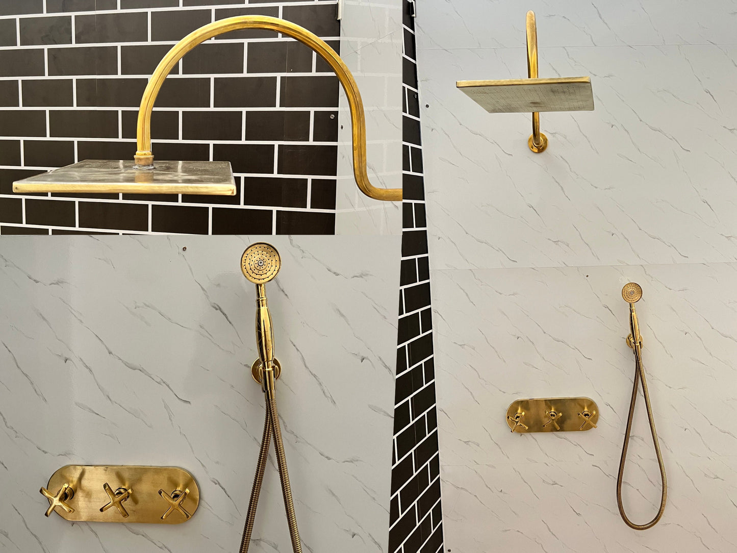 Handcrafted Solid Brass Shower Head And handheld Set,wall mounted shower system