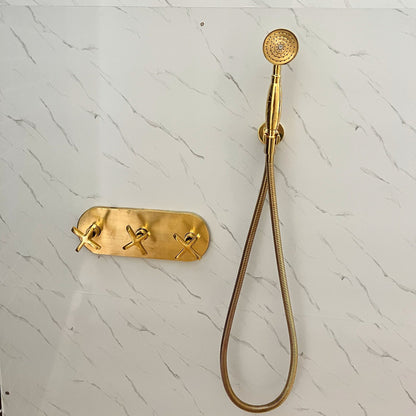 Handcrafted Solid Brass Shower Head And handheld Set,wall mounted shower system