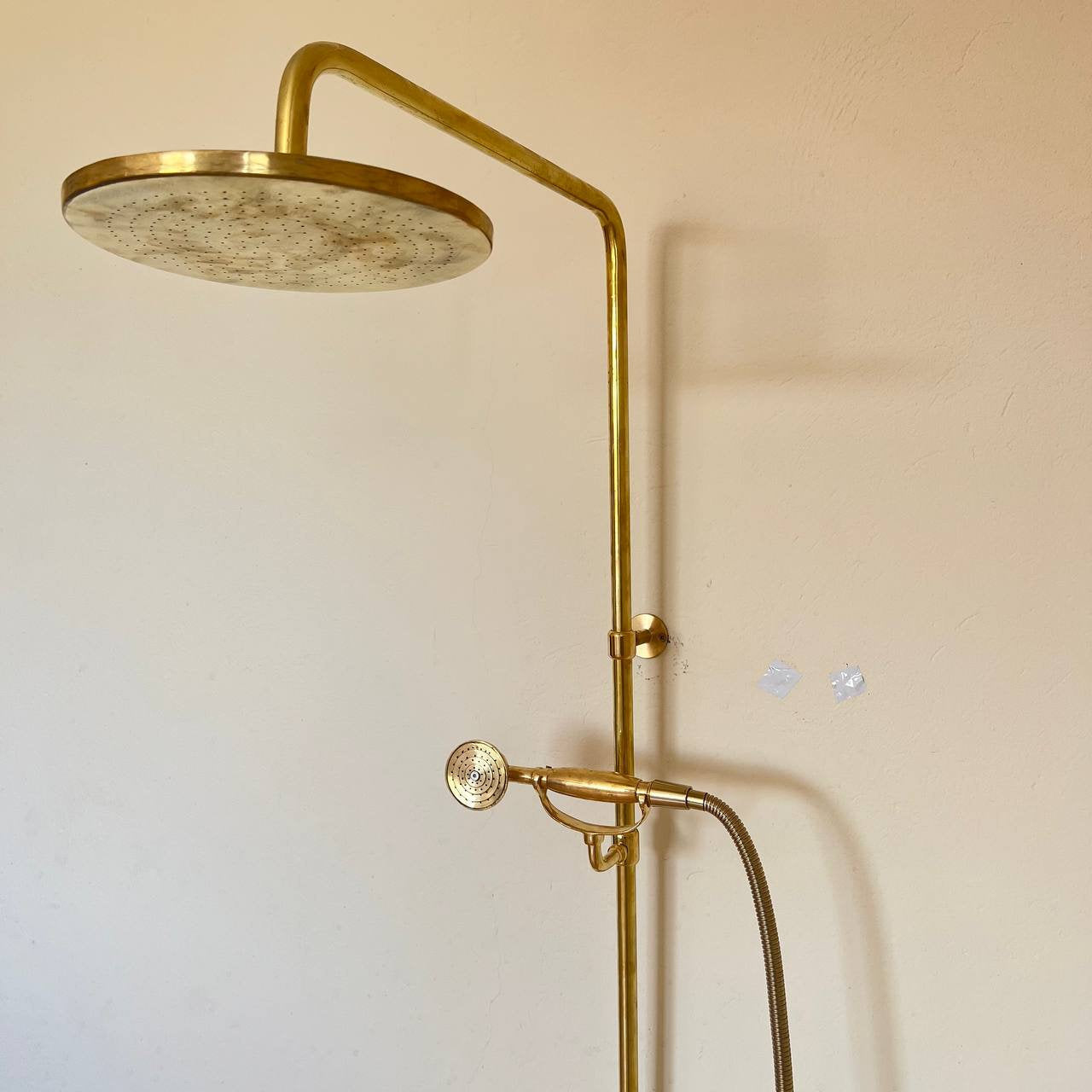 Unlacquered Brass Rainfall Shower System - Elevate Your Daily Ritual ,Solid Brass Exposed shower Head with Handheld