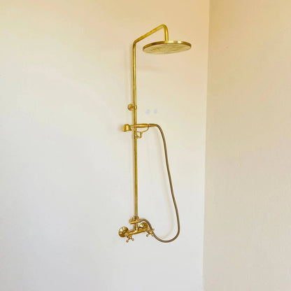 Unlacquered Brass Rainfall Shower System - Elevate Your Daily Ritual ,Solid Brass Exposed shower Head with Handheld