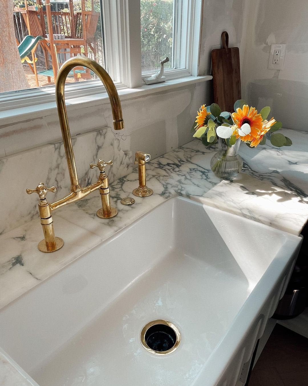 Unlacquered Brass Bridge Faucet With Linear Legs and Various Handles style - Kitchen Faucets: A Symphony of Modern Elegance for Your Kitchen